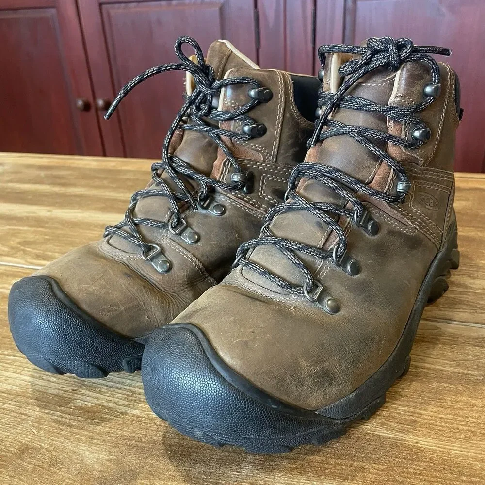 Keen Waterproof Hiking Boots Mens 9.5 Brown Leather Mid Outdoors 1006983